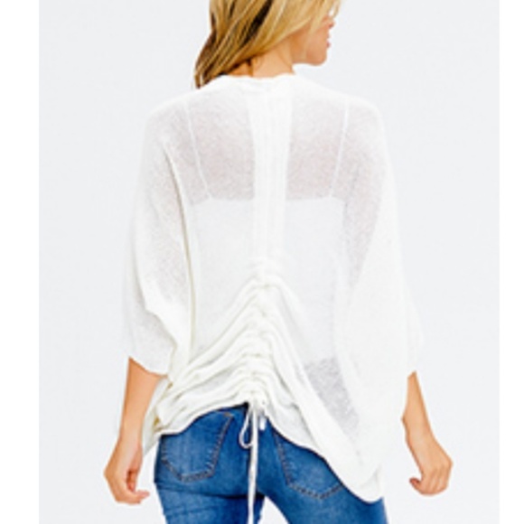 Sweaters - NWT! Ivory White Boho shrug cardigan w/ruched back